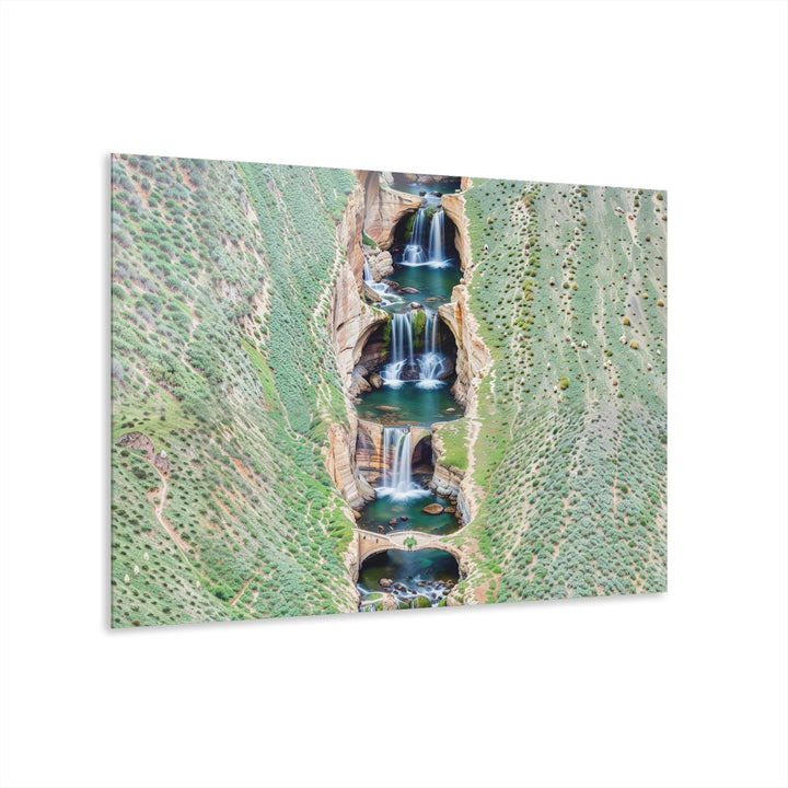 Verdant Cascade Serenity - Acrylic Prints (French Cleat Hanging) - Home Decor - g(0D·IO) - 36" x 24" (Horizontal) - 0.25'' -