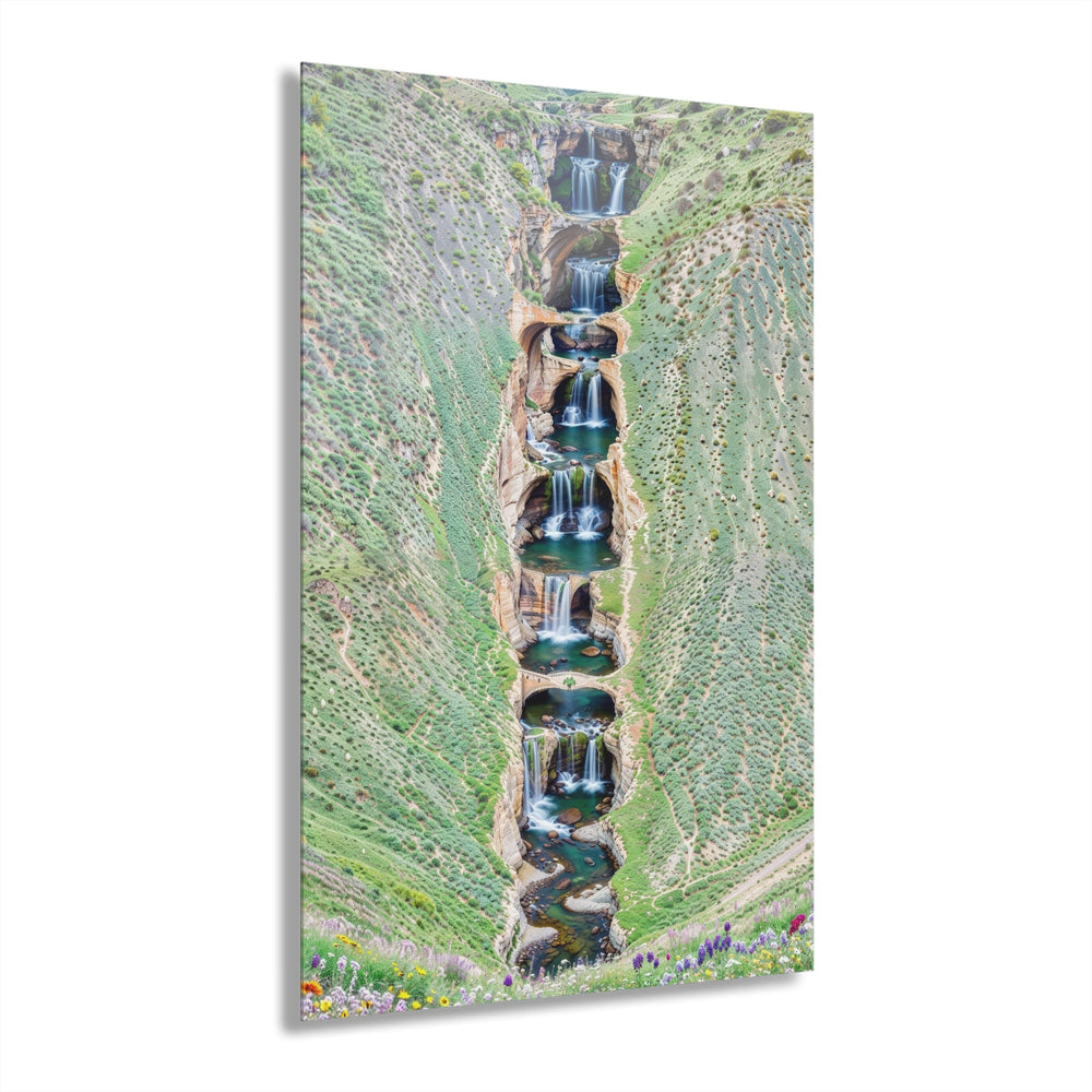 Verdant Cascade Serenity - Acrylic Prints (French Cleat Hanging) - Home Decor - g(0D·IO) - 24" x 36" (Vertical) - 0.25'' -