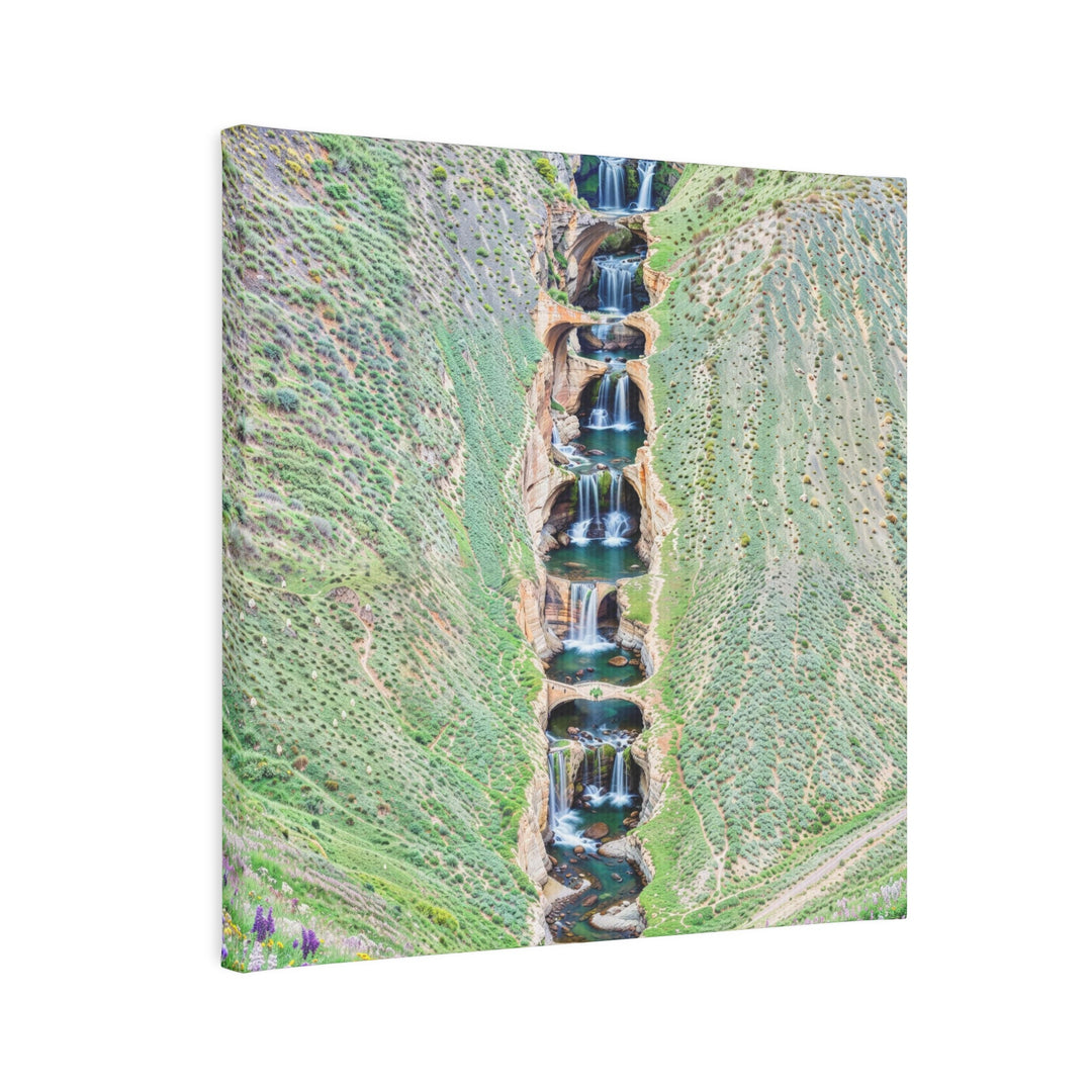 Verdant Cascade Serenity - Canvas Photo Tile - Canvas - g(0D·IO) - 8" x 8" (Square) - 0.5" -