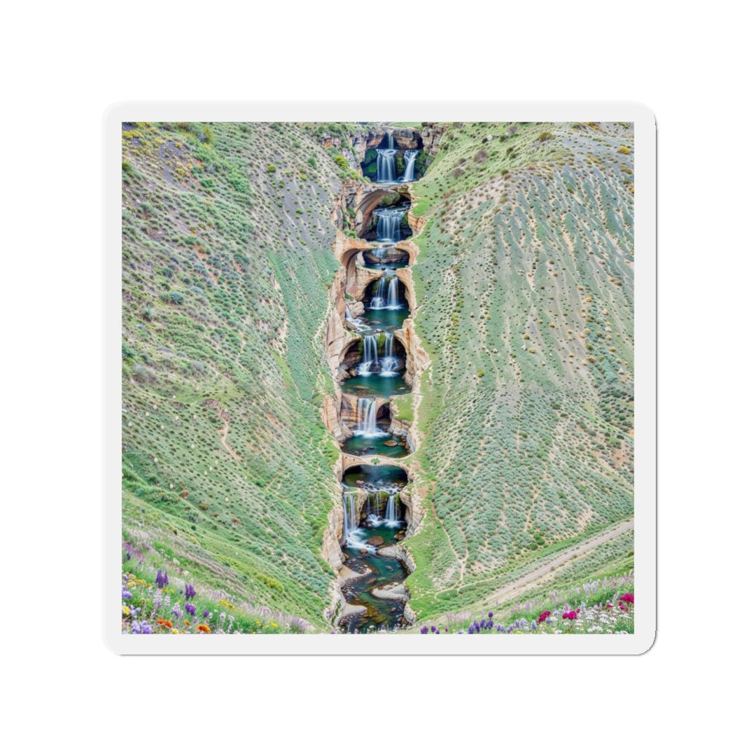 Verdant Cascade Serenity - Die-cut Magnet - Home Decor - g(0D·IO) - 5" x 5" - Die-Cut - 1 pc