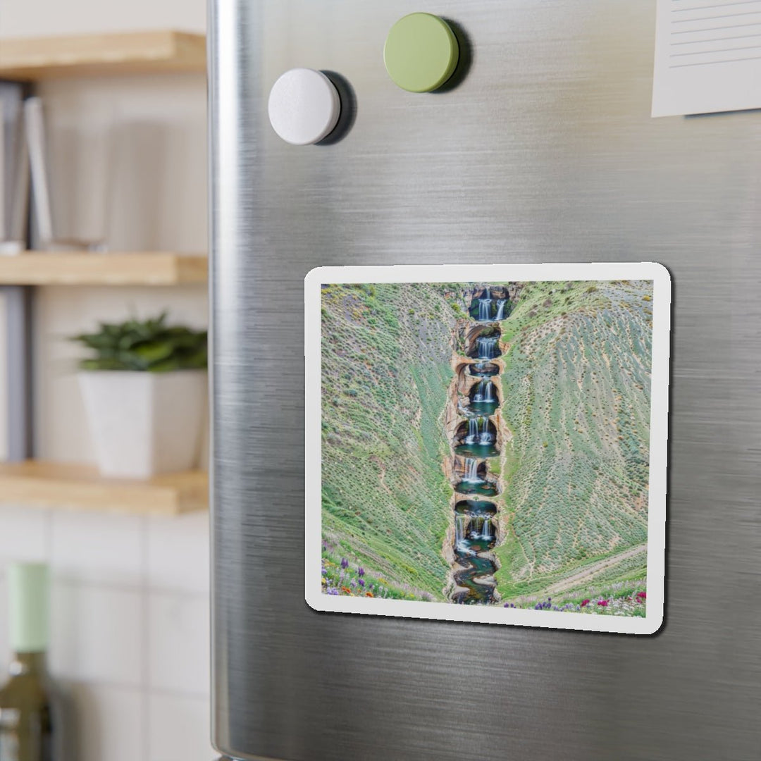 Verdant Cascade Serenity - Die-cut Magnet - Home Decor - g(0D·IO) - 6 × 6" - Die-Cut - 1 pc