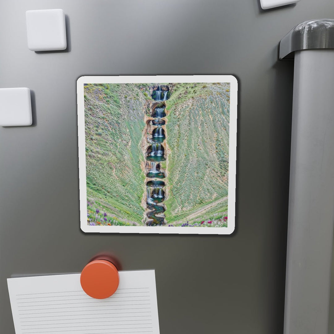 Verdant Cascade Serenity - Die-cut Magnet - Home Decor - g(0D·IO) - 6 × 6" - Die-Cut - 1 pc