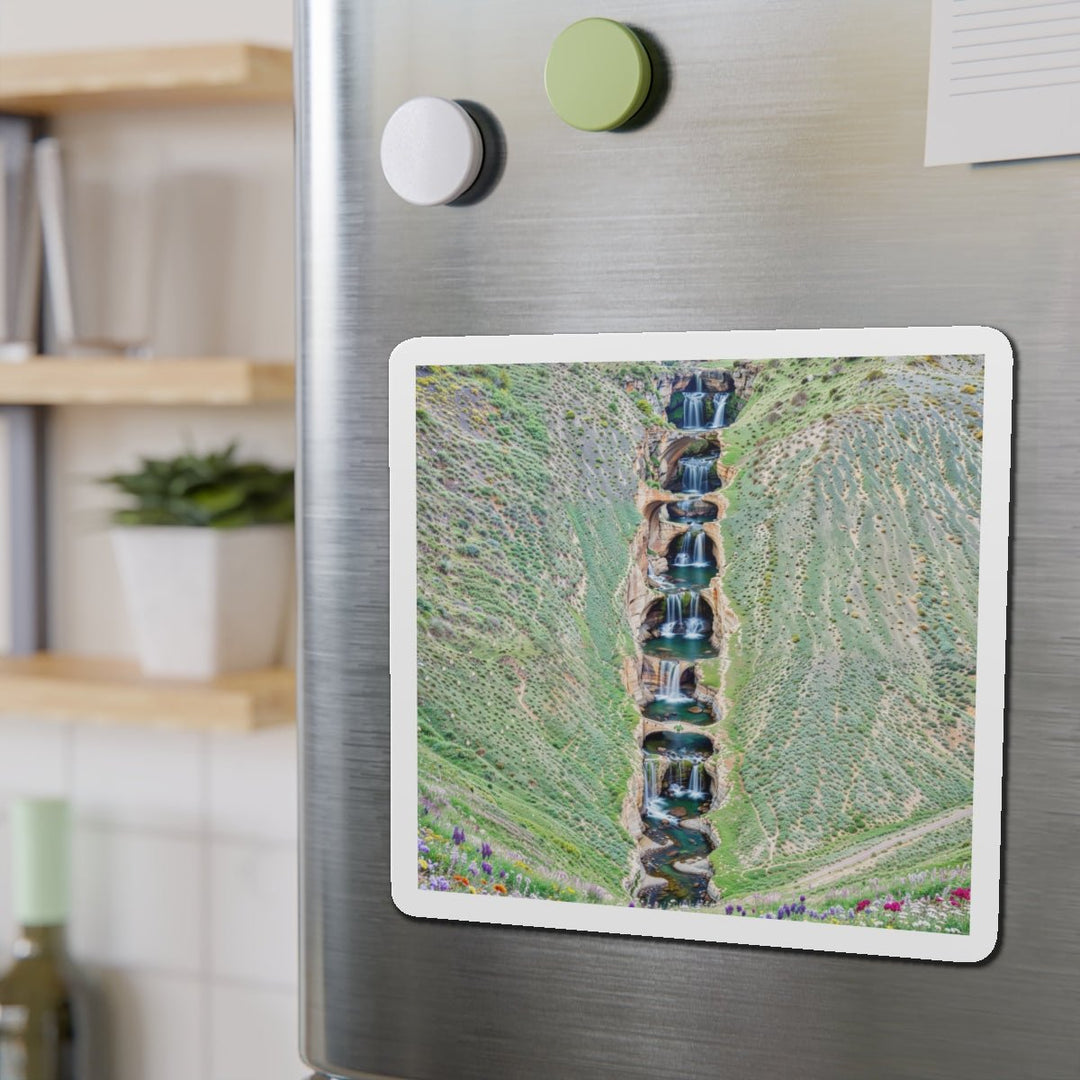 Verdant Cascade Serenity - Die-cut Magnet - Home Decor - g(0D·IO) - 6 × 6" - Die-Cut - 1 pc