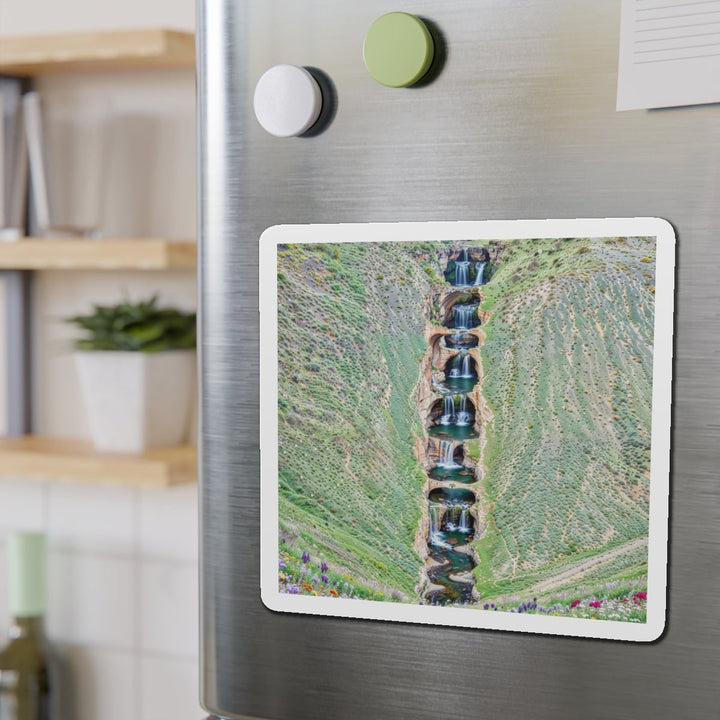Verdant Cascade Serenity - Die-cut Magnet - Home Decor - g(0D·IO) - 6 × 6" - Die-Cut - 1 pc