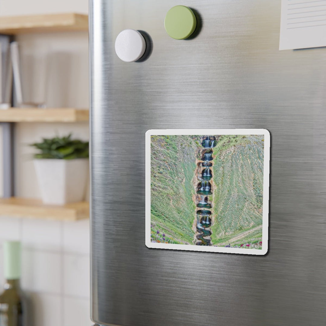 Verdant Cascade Serenity - Die-cut Magnet - Home Decor - g(0D·IO) - 6 × 6" - Die-Cut - 1 pc