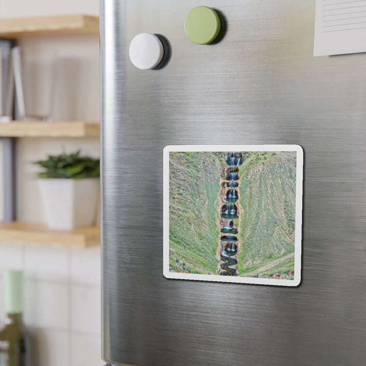 Verdant Cascade Serenity - Die-cut Magnet - Home Decor - g(0D·IO) - 6 × 6" - Die-Cut - 1 pc