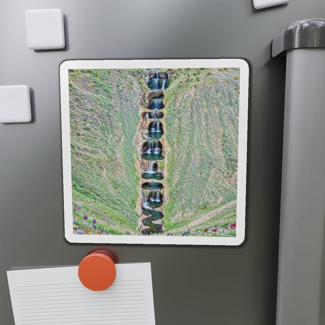 Verdant Cascade Serenity - Die-cut Magnet - Home Decor - g(0D·IO) - 6 × 6" - Die-Cut - 1 pc