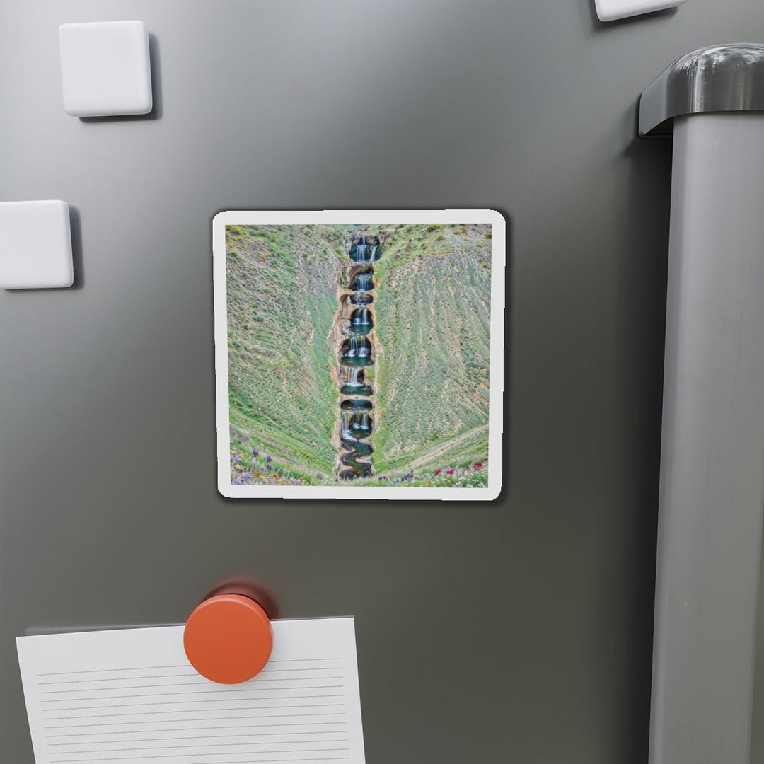 Verdant Cascade Serenity - Die-cut Magnet - Home Decor - g(0D·IO) - 6 × 6" - Die-Cut - 1 pc
