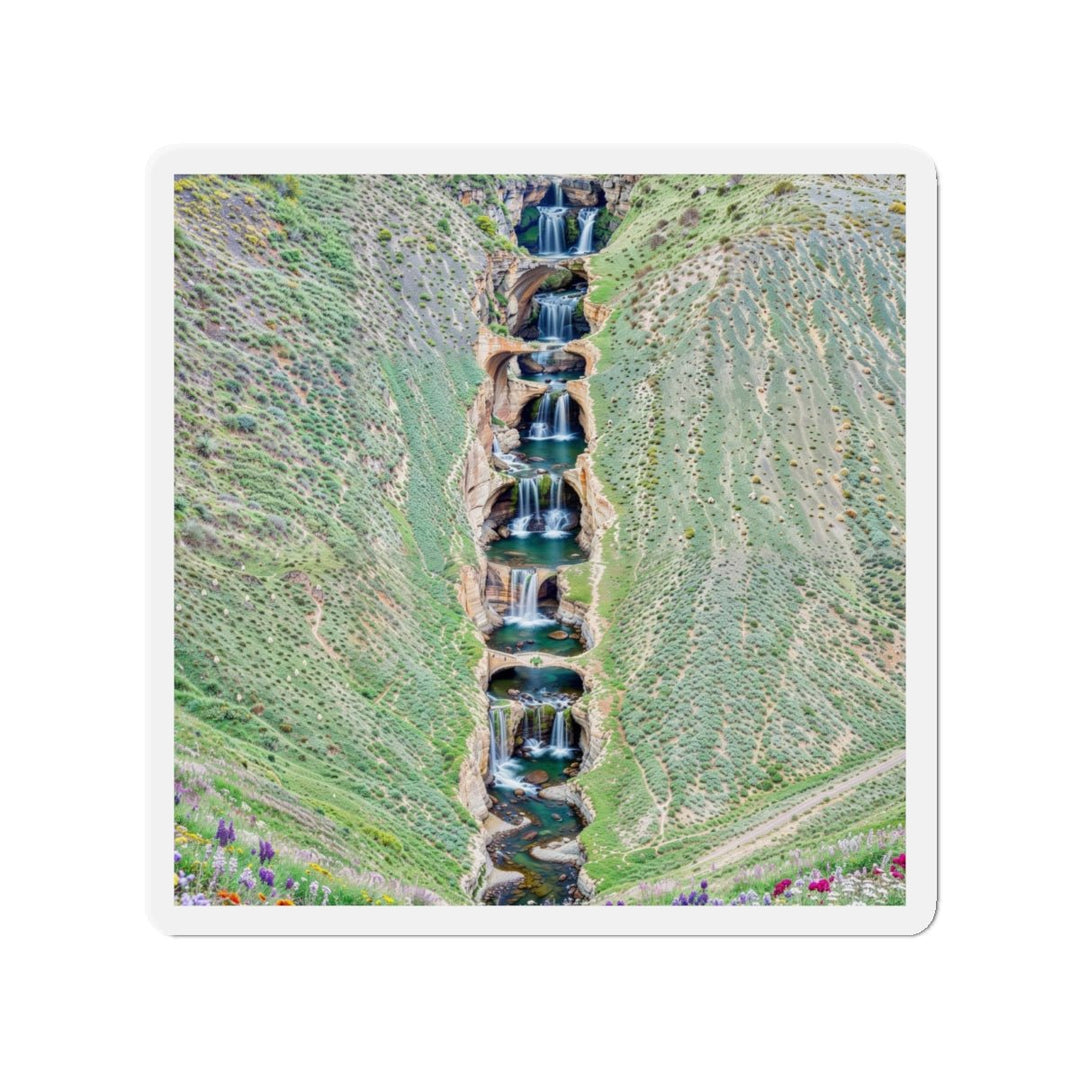 Verdant Cascade Serenity - Die-cut Magnet - Home Decor - g(0D·IO) - 4" x 4" - Die-Cut - 1 pc