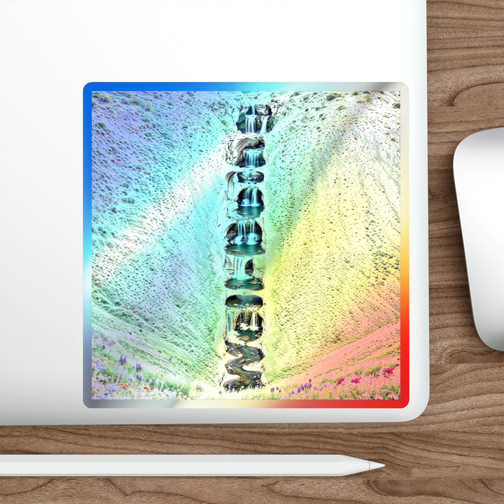 Verdant Cascade Serenity - Holographic Die-Cut Sticker - Paper products - g(0D·IO) - 5" × 5" - Die-Cut - Holographic