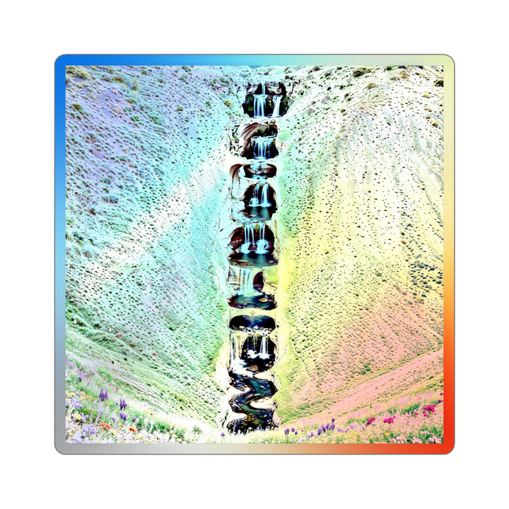 Verdant Cascade Serenity - Holographic Die-Cut Sticker - Paper products - g(0D·IO) - 6" × 6" - Die-Cut - Holographic