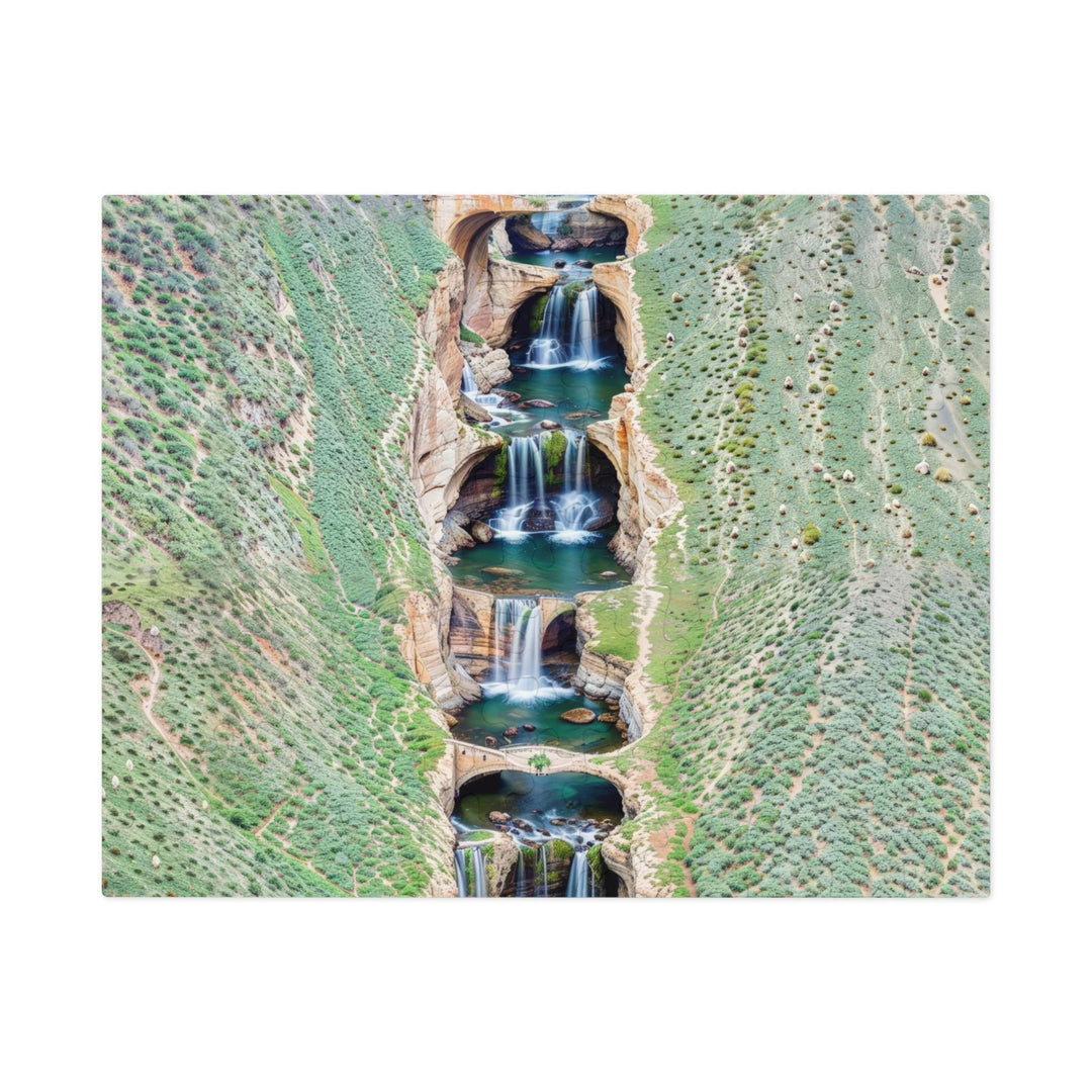 Verdant Cascade Serenity - Jigsaw Puzzle (100, 252, 500, 1000 pieces) - Puzzle - g(0D·IO) - 9.6" × 8" (110 pcs) - -