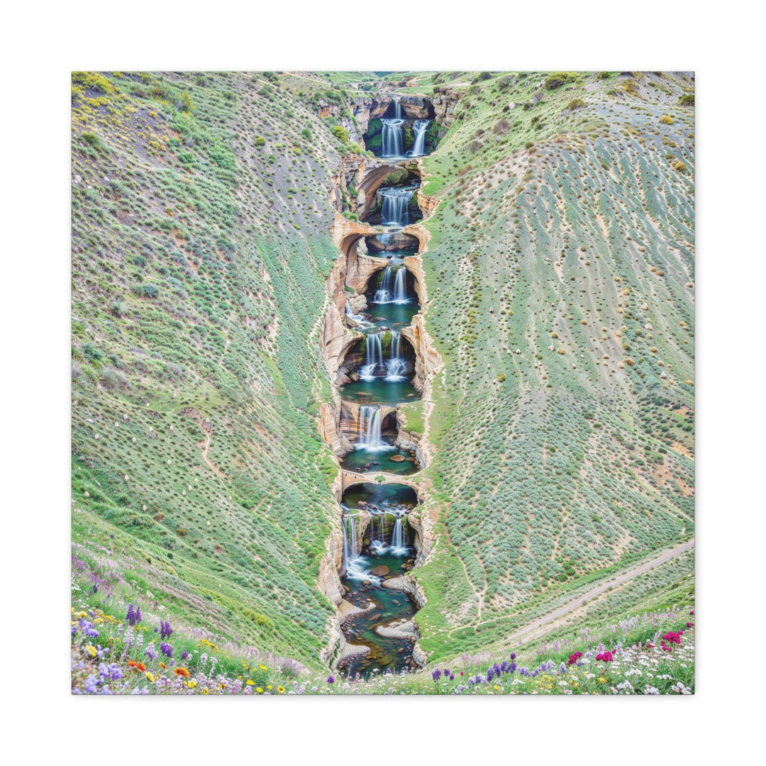 Verdant Cascade Serenity - Matte Canvas Print 1.25" - Canvas - g(0D·IO) - 24″ x 24″ - 1.25" -