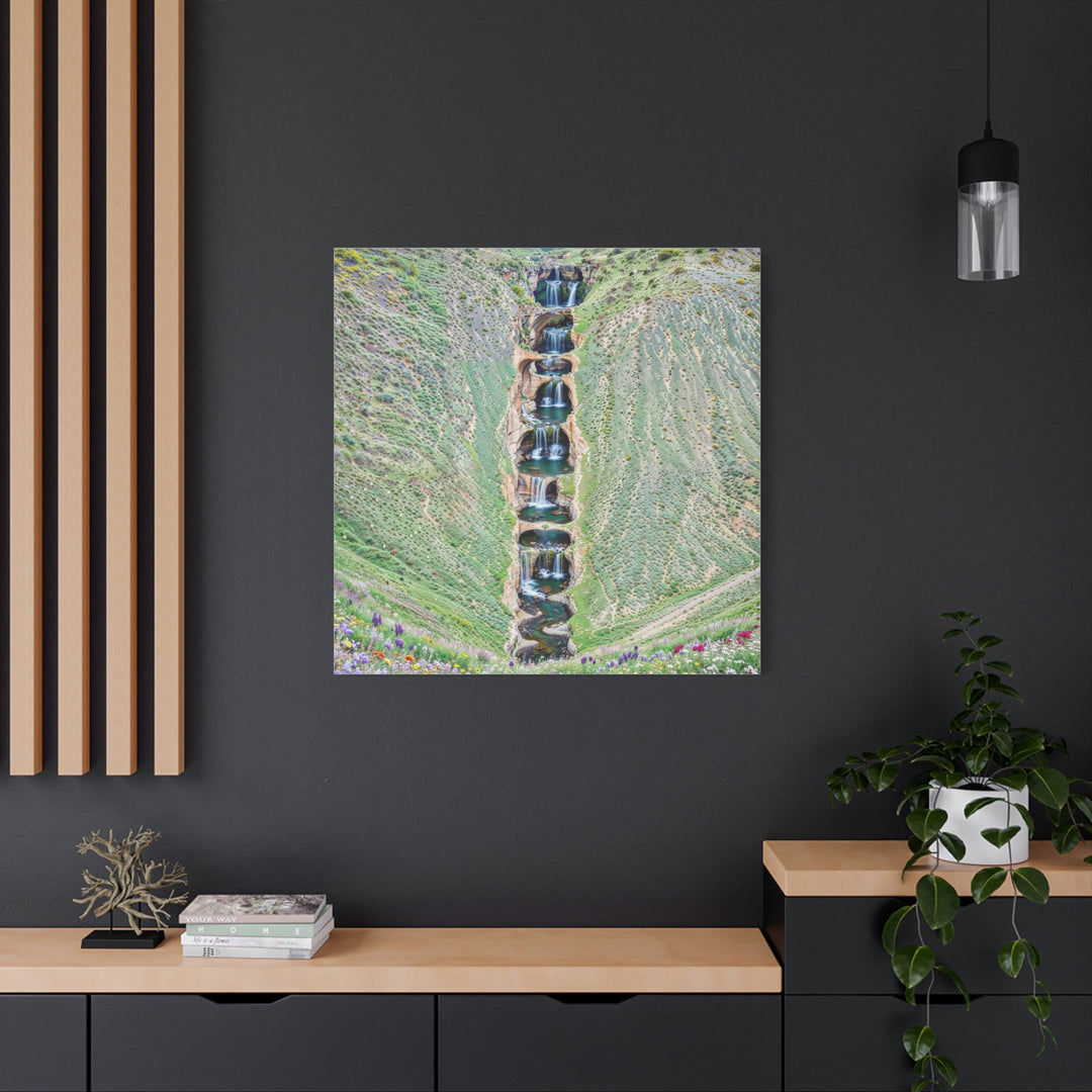 Verdant Cascade Serenity - Matte Canvas Print 1.25" - Canvas - g(0D·IO) - 36" x 36" - 1.25" -