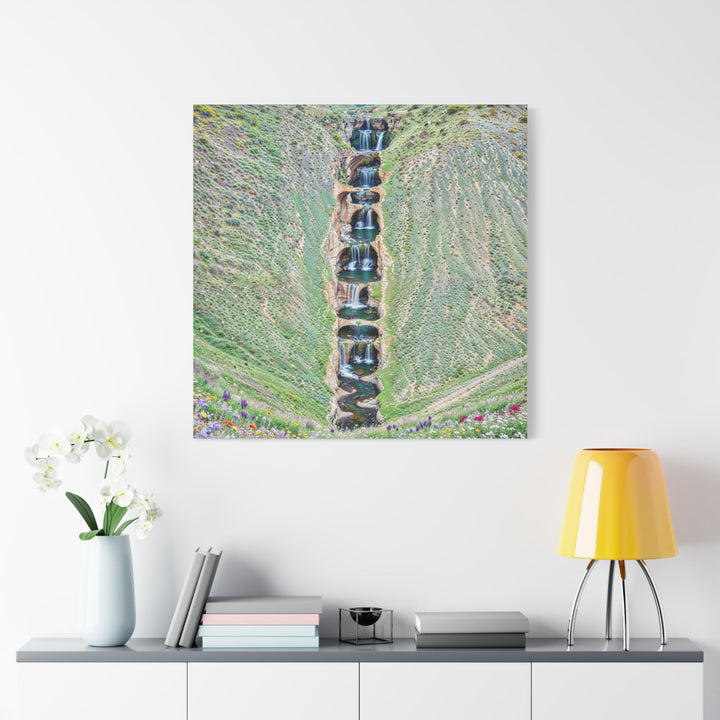 Verdant Cascade Serenity - Matte Canvas Print 1.25" - Canvas - g(0D·IO) - 36" x 36" - 1.25" -