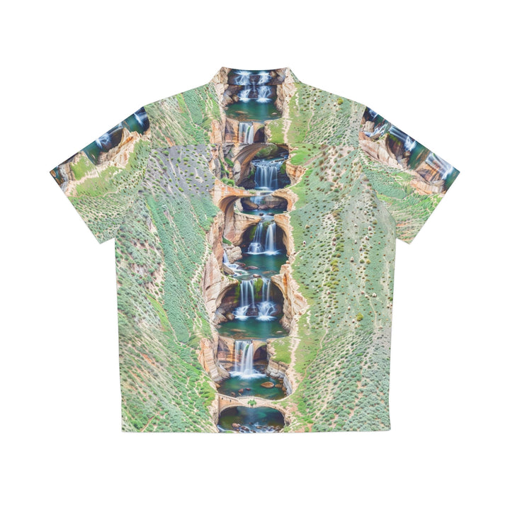 Verdant Cascade Serenity - Men's Hawaiian Shirt - All Over Prints - g(0D·IO) - S - Black -