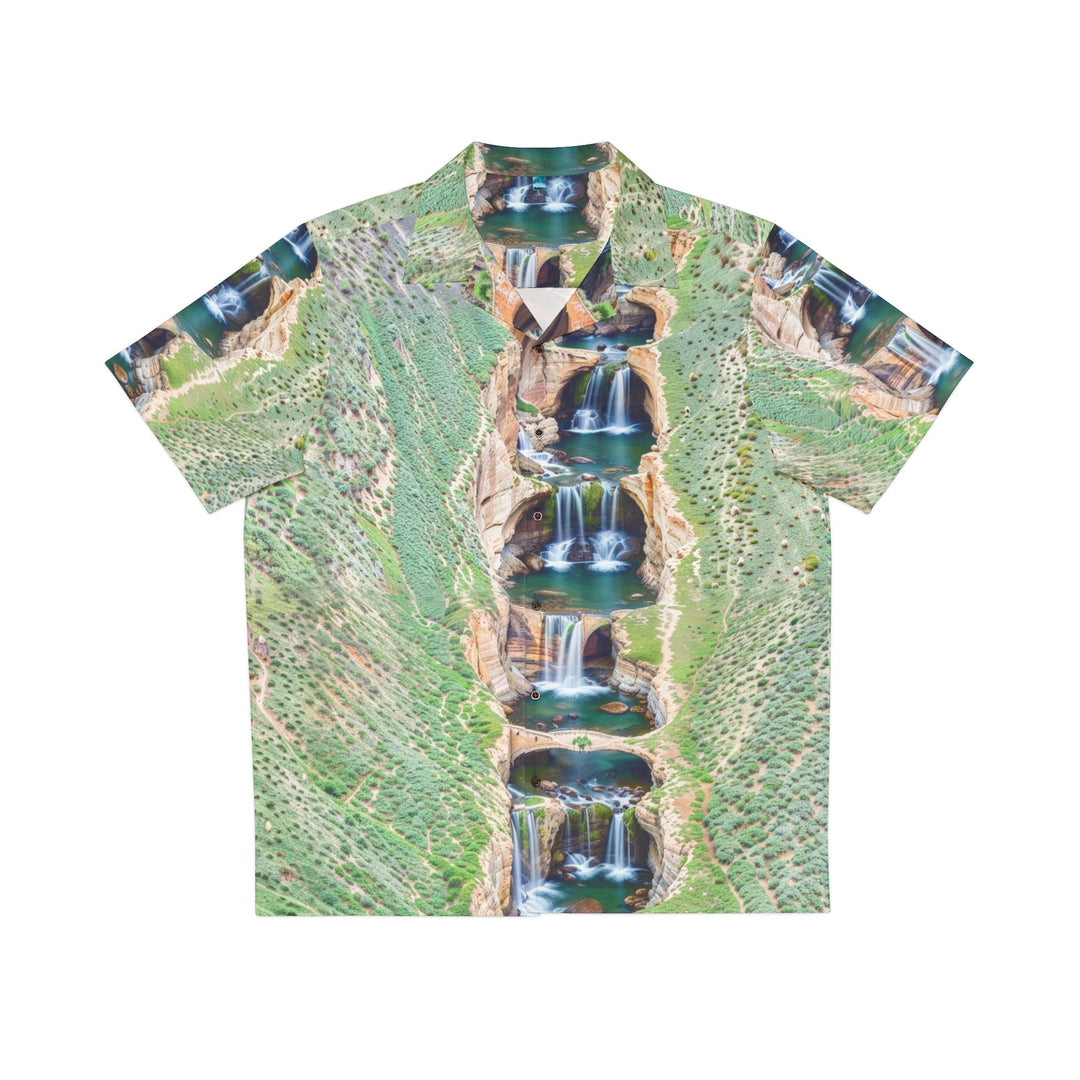 Verdant Cascade Serenity - Men's Hawaiian Shirt - All Over Prints - g(0D·IO) - S - Black -