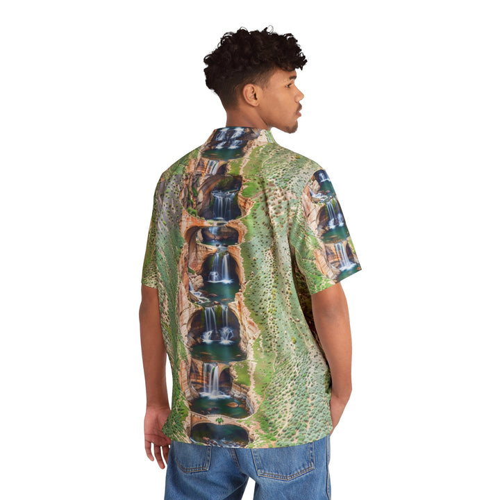 Verdant Cascade Serenity - Men's Hawaiian Shirt - All Over Prints - g(0D·IO) - S - Black -