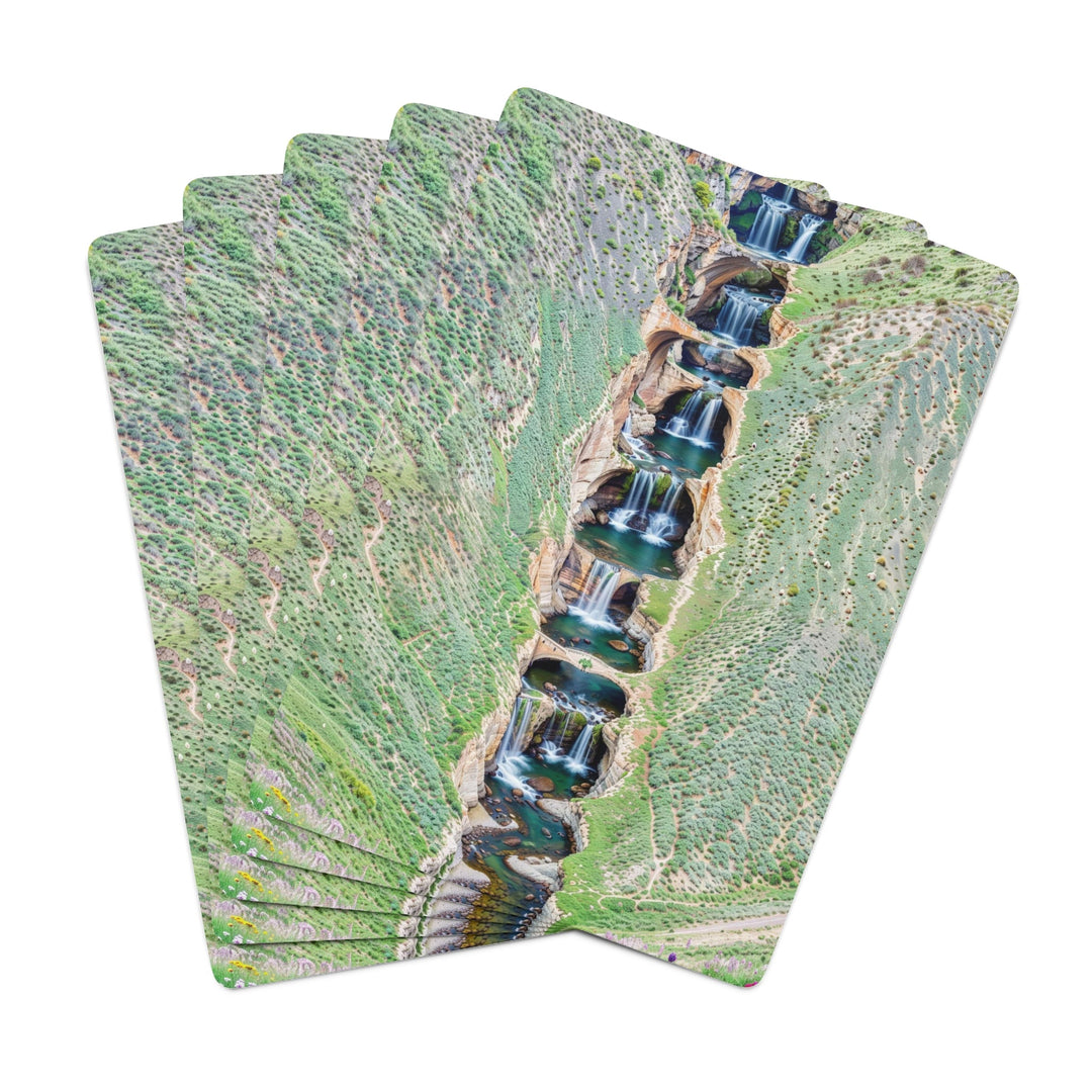 Verdant Cascade Serenity - Poker Cards - Paper products - g(0D·IO) - 2.47" x 3.47" - White - Semi Glossy