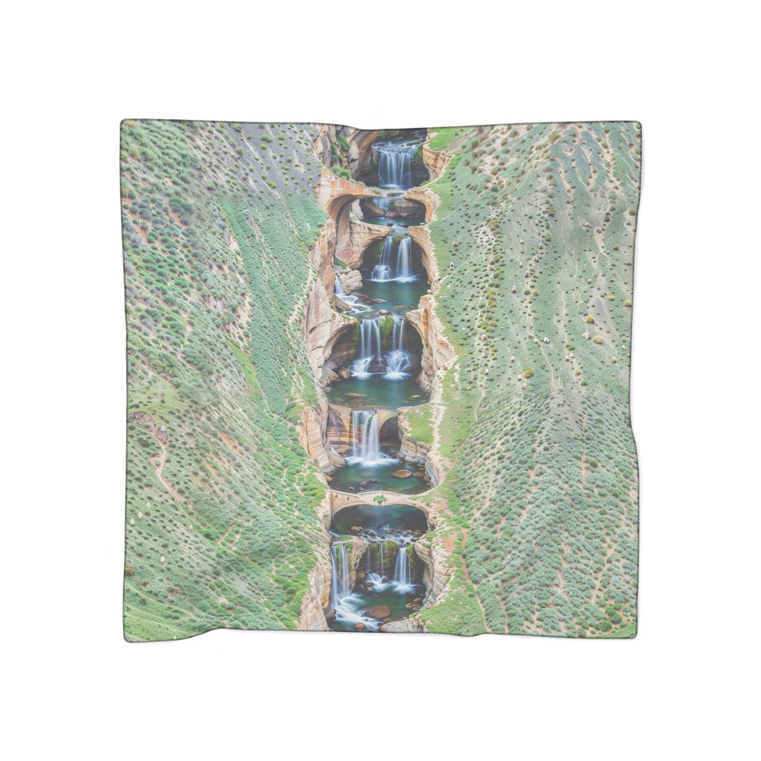 Verdant Cascade Serenity - Poly Scarf - Accessories - g(0D·IO) - Poly voile - 50" × 50" -