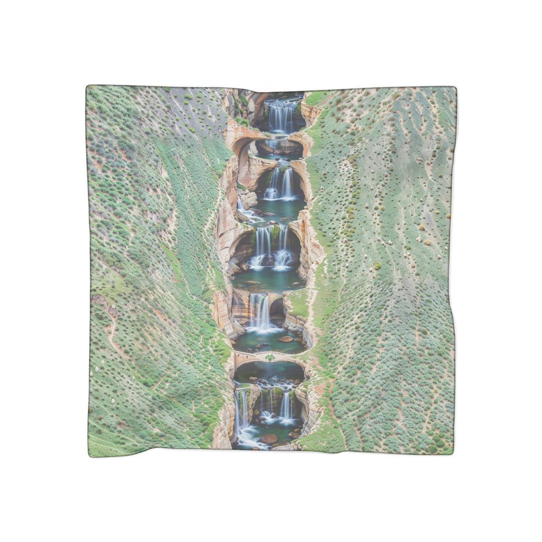 Verdant Cascade Serenity - Poly Scarf - Accessories - g(0D·IO) - Poly voile - 25" × 25" -