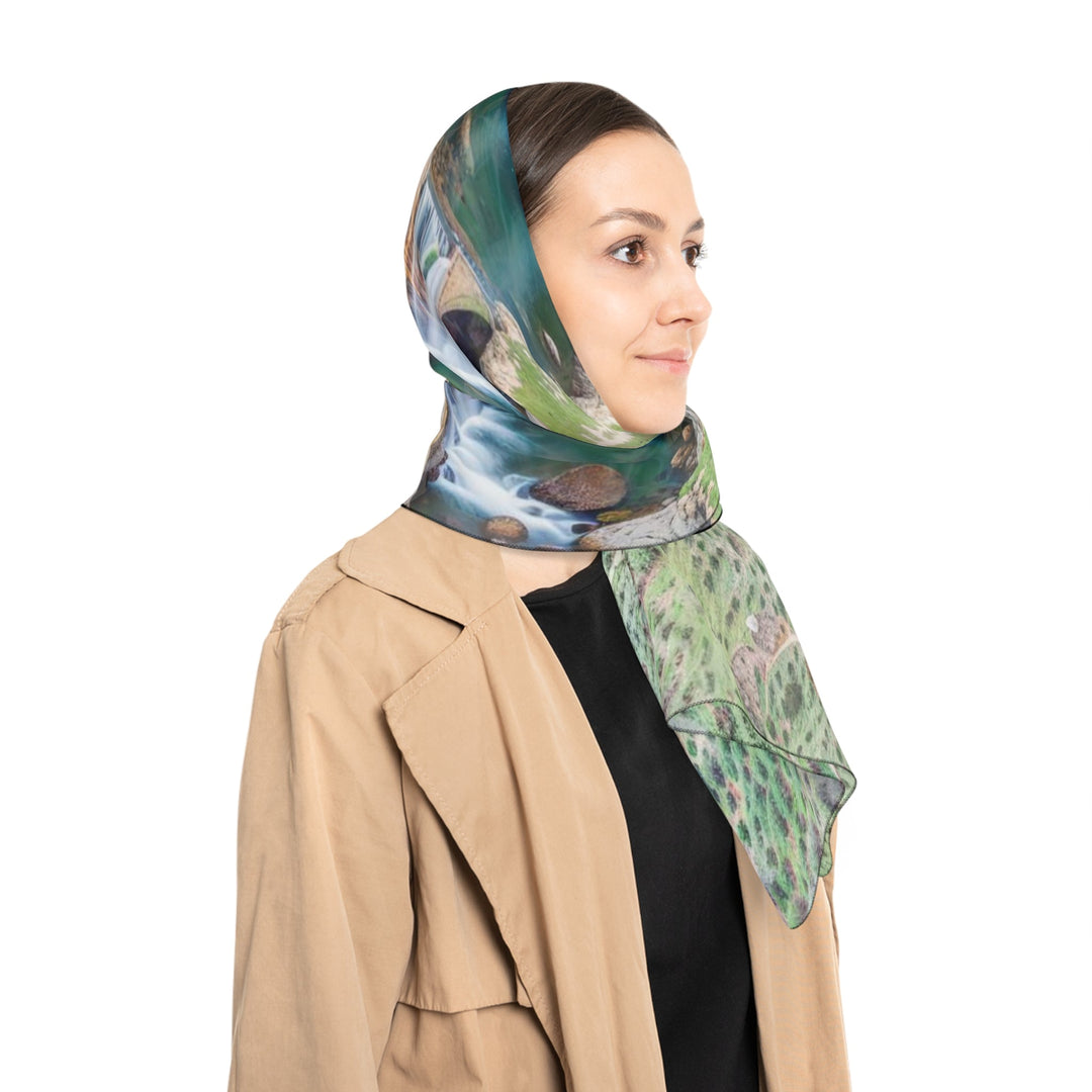 Verdant Cascade Serenity - Poly Scarf - Accessories - g(0D·IO) - Poly chiffon - 50" × 50" -