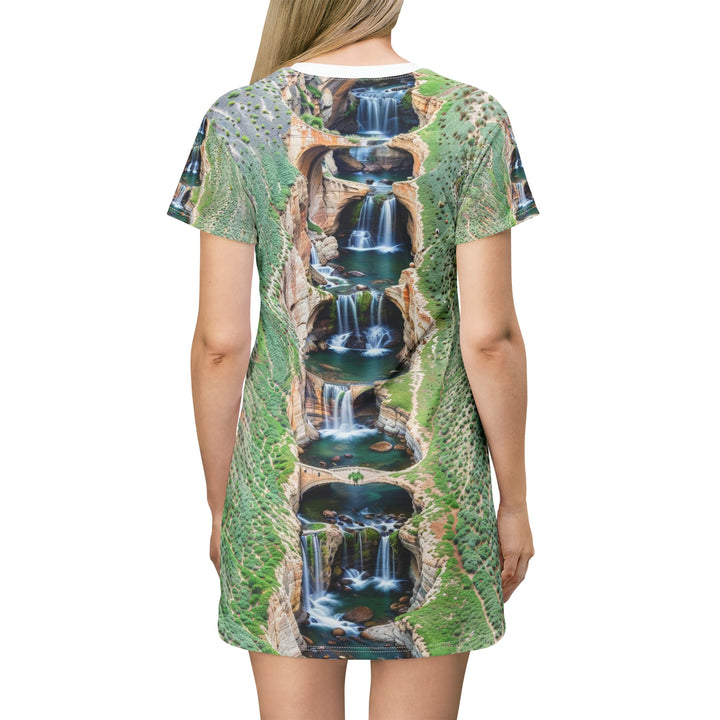 Verdant Cascade Serenity - T-Shirt Dress - All Over Prints - g(0D·IO) - XS - -