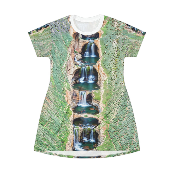 Verdant Cascade Serenity - T-Shirt Dress - All Over Prints - g(0D·IO) - XS - -