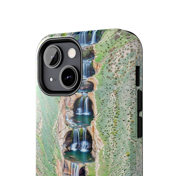 Verdant Cascade Serenity - Tough Phone Case - Phone Case - g(0D·IO) - iPhone 13 Mini - -