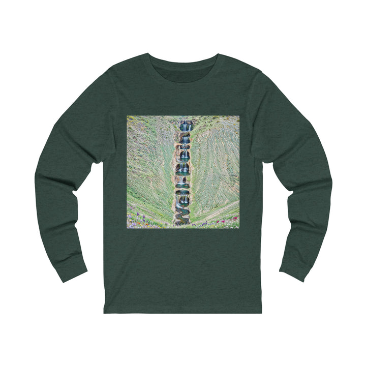 Verdant Cascade Serenity - Unisex Jersey Long Sleeve Tee - Long-sleeve - g(0D·IO) - S - Heather Forest -