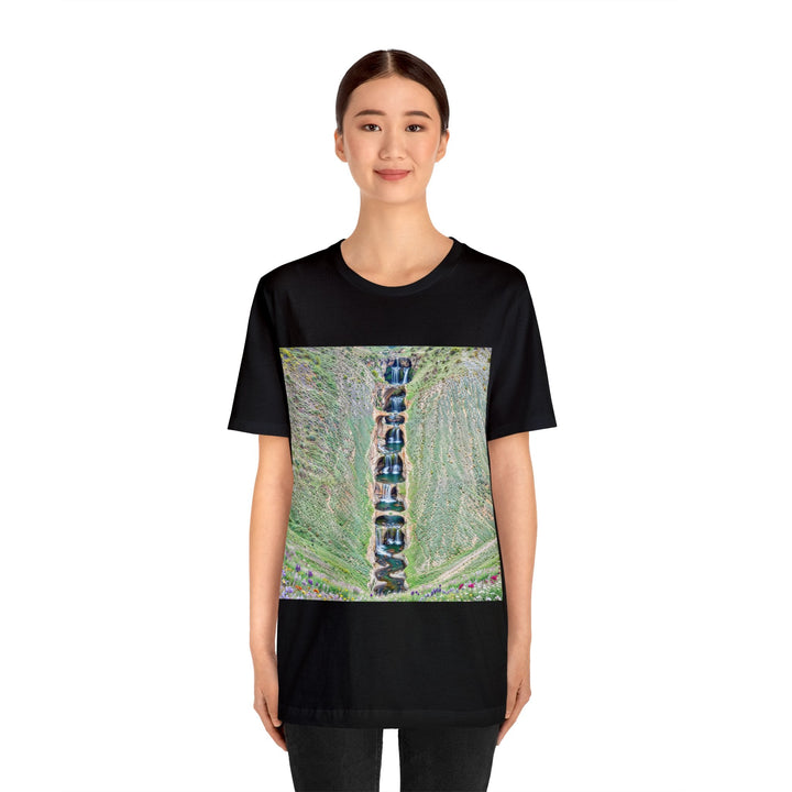 Verdant Cascade Serenity - Unisex Jersey Short Sleeve Tee - T-Shirt - g(0D·IO) - Black - S -