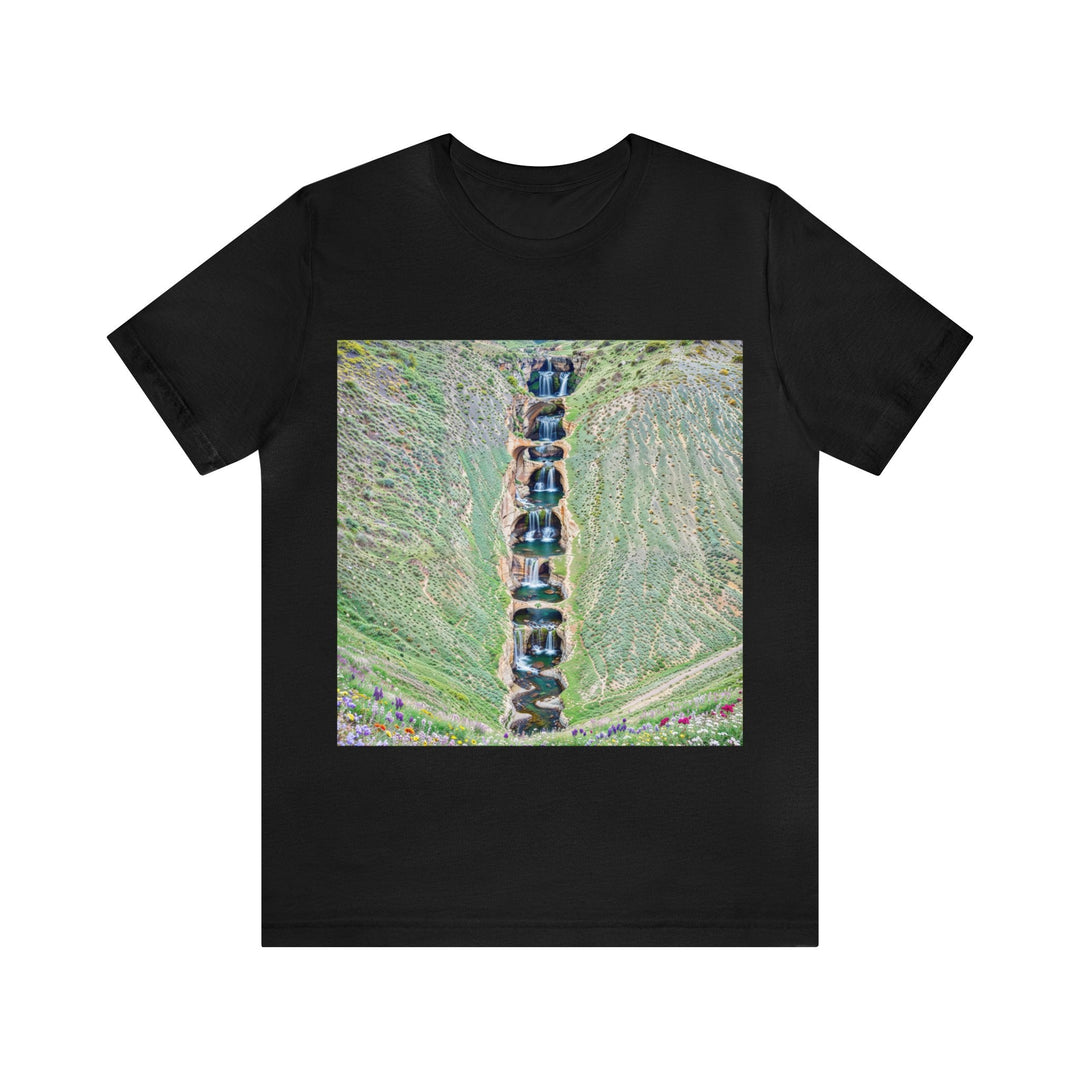 Verdant Cascade Serenity - Unisex Jersey Short Sleeve Tee - T-Shirt - g(0D·IO) - Black - S -