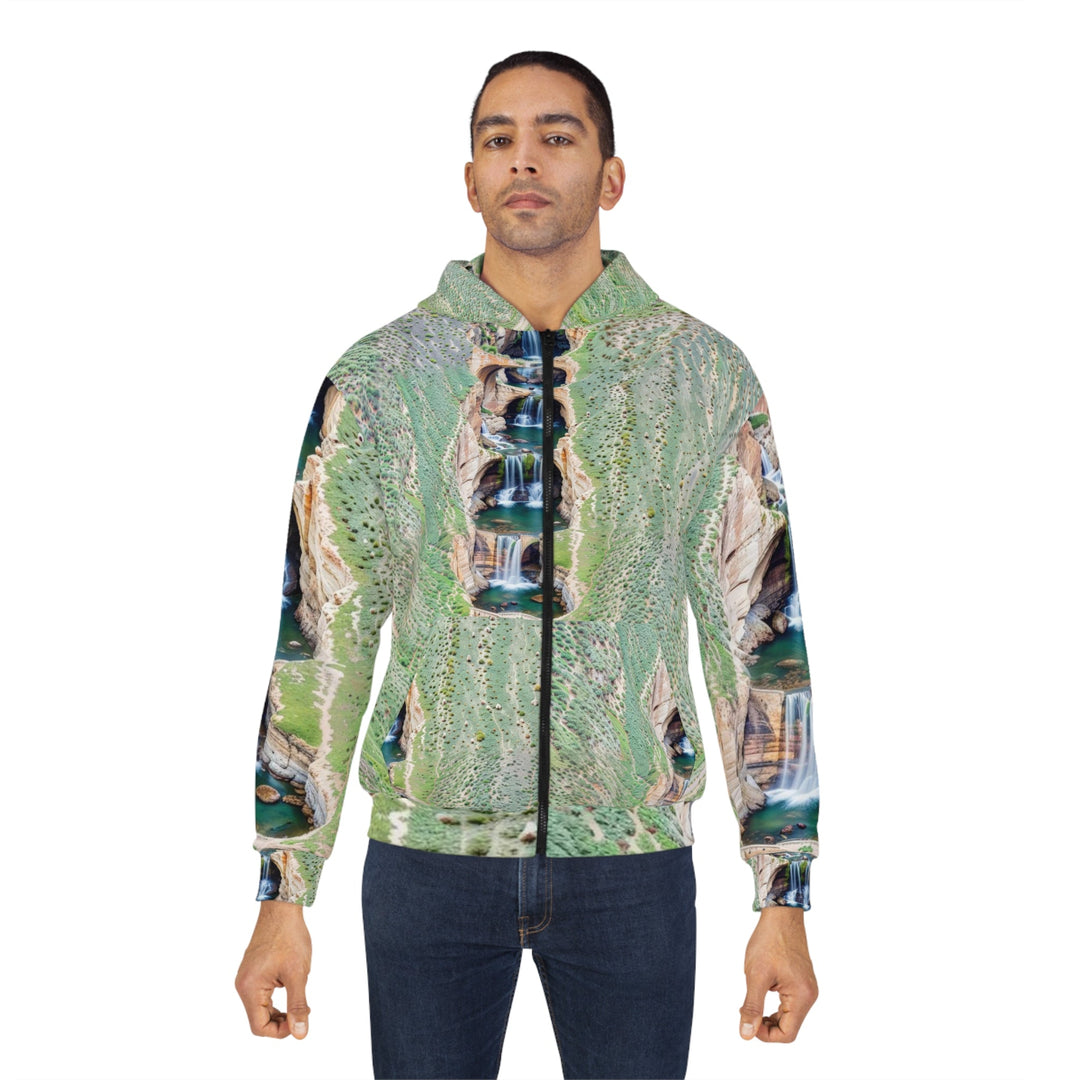 Verdant Cascade Serenity - Unisex Zip Hoodie - All Over Prints - g(0D·IO) - XS - -