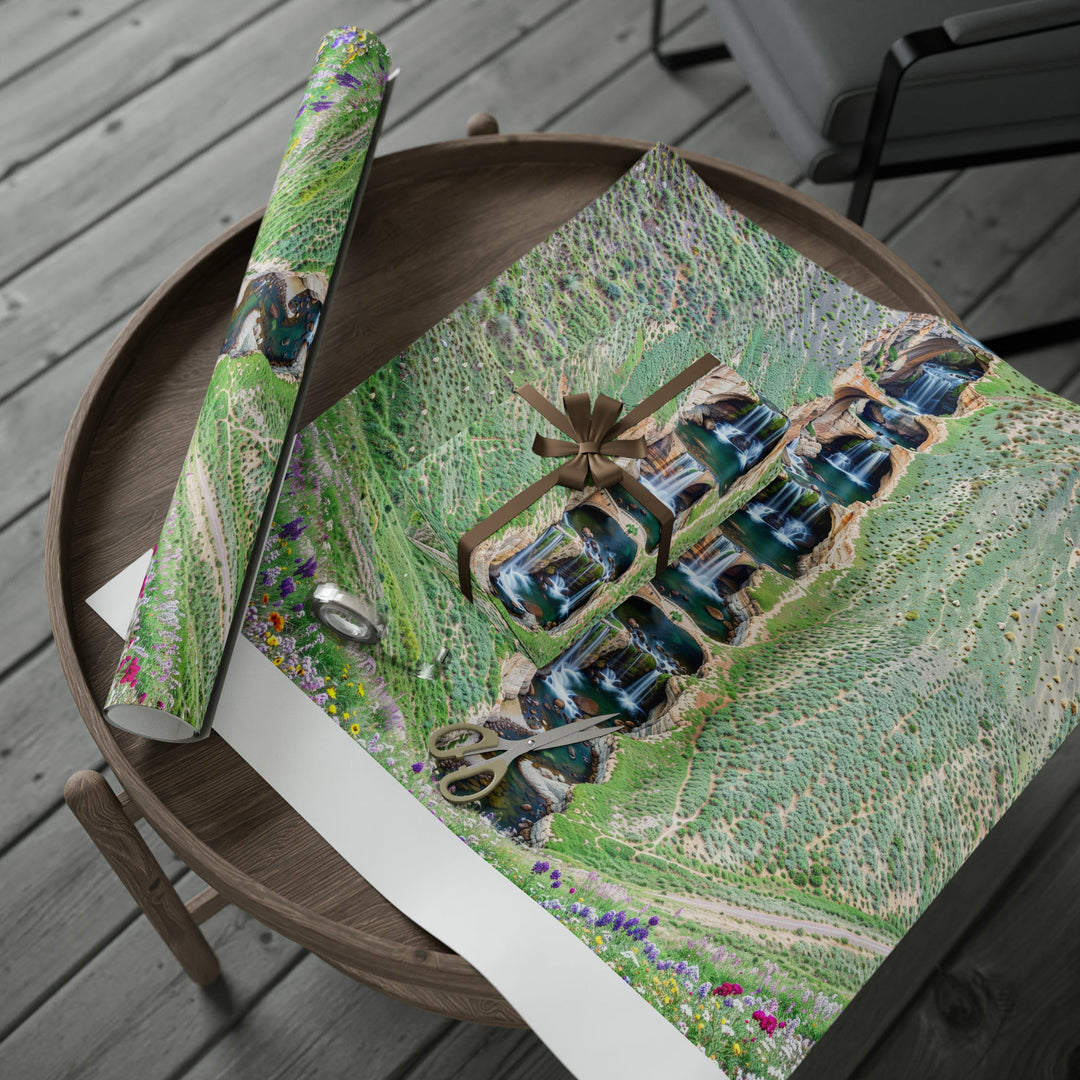 Verdant Cascade Serenity - Wrapping Paper - Home Decor - g(0D·IO) - 30" x 180" - Matte -