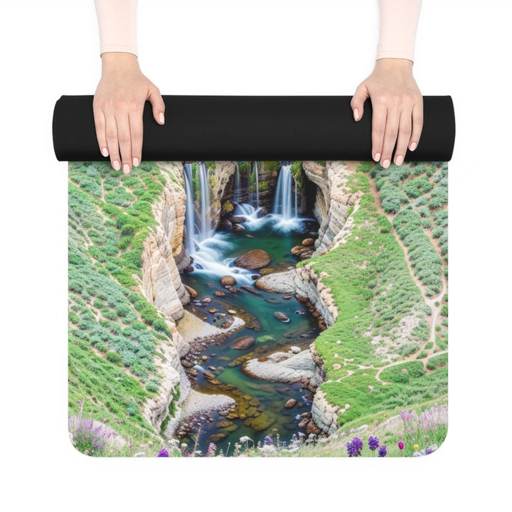 Verdant Cascade Serenity - Yoga Mat - Home Decor - g(0D·IO) - 24” x 68” - -