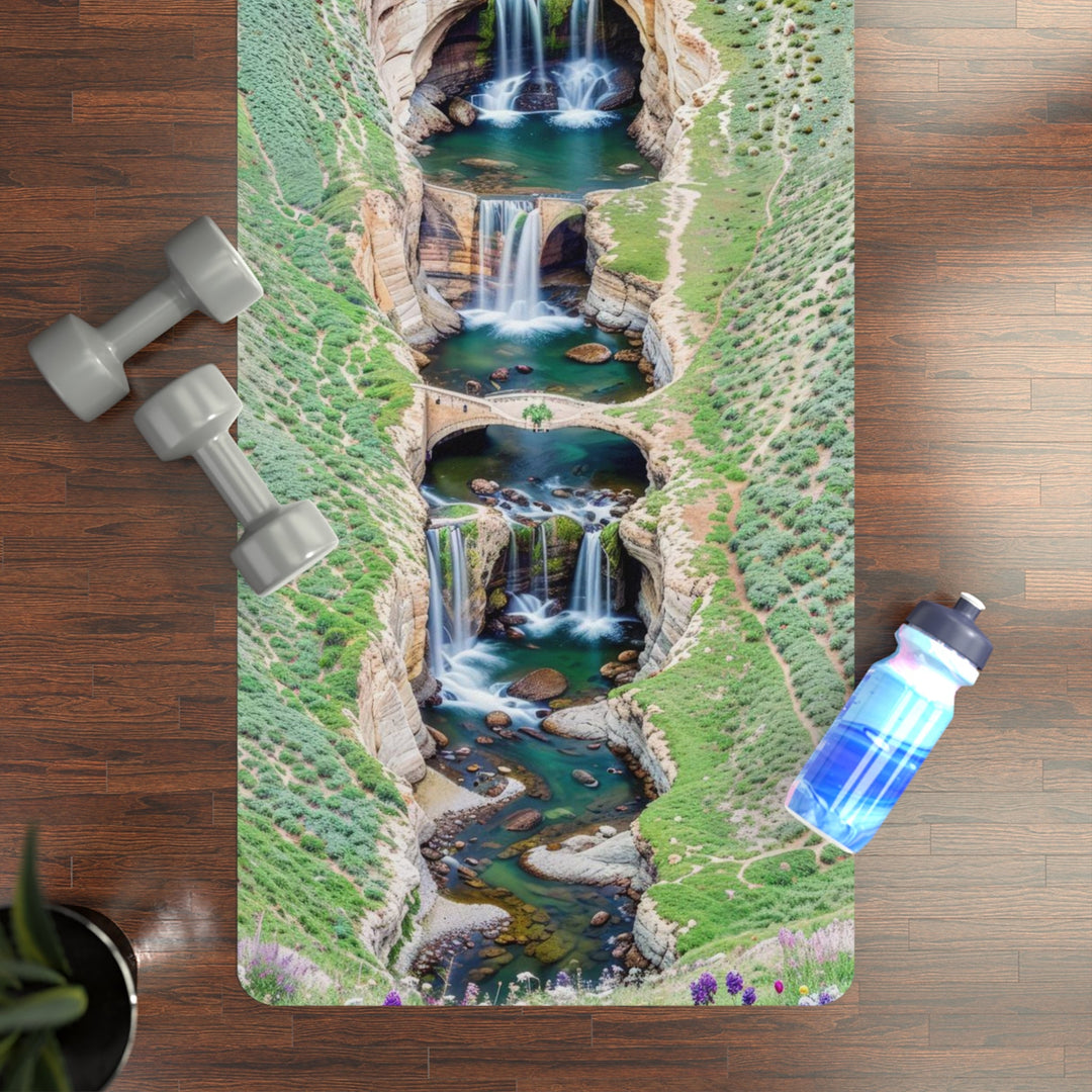 Verdant Cascade Serenity - Yoga Mat - Home Decor - g(0D·IO) - 24” x 68” - -