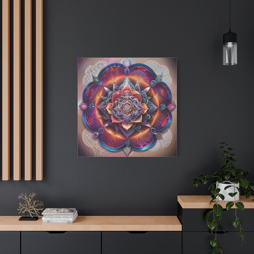 Vibrant Cosmic Blossom - Matte Canvas Print 1.25" - Canvas - g(0D·IO) - 36" x 36" - 1.25" -