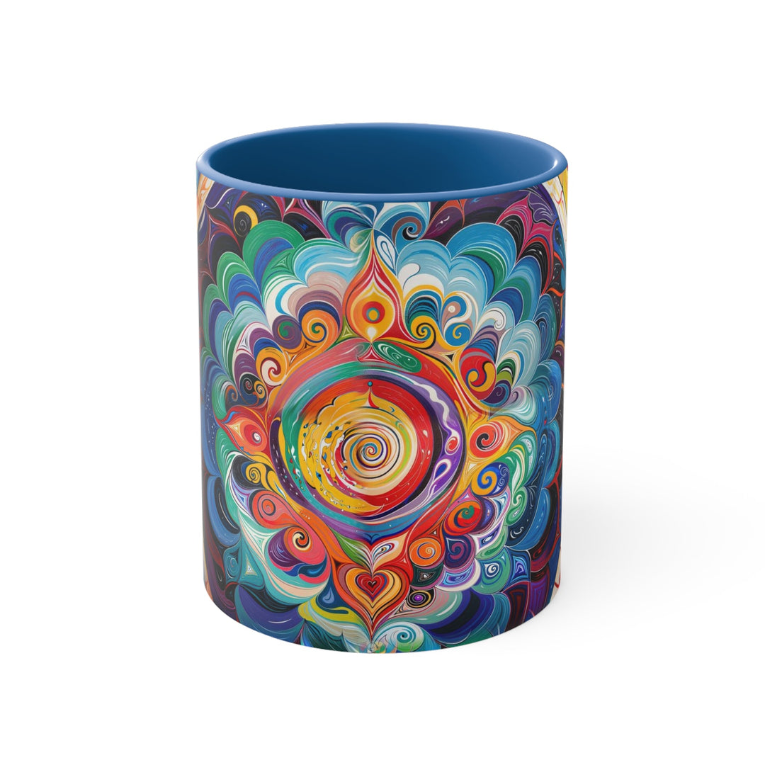 Vibrant Cosmic Mandala - Accent Coffee Mug - Mug - g(0D·IO) - Blue - 11oz -