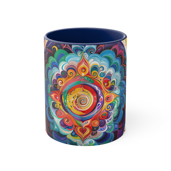 Vibrant Cosmic Mandala - Accent Coffee Mug - Mug - g(0D·IO) - Navy - 11oz -