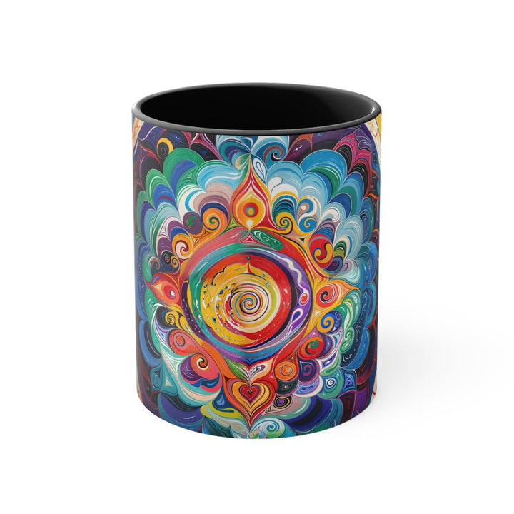 Vibrant Cosmic Mandala - Accent Coffee Mug - Mug - g(0D·IO) - Black - 11oz -