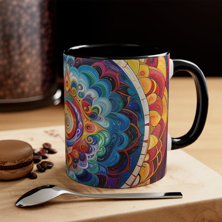 Vibrant Cosmic Mandala - Accent Coffee Mug - Mug - g(0D·IO) - Pink - 11oz -