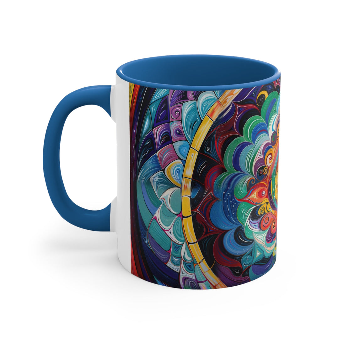 Vibrant Cosmic Mandala - Accent Coffee Mug - Mug - g(0D·IO) - Pink - 11oz -