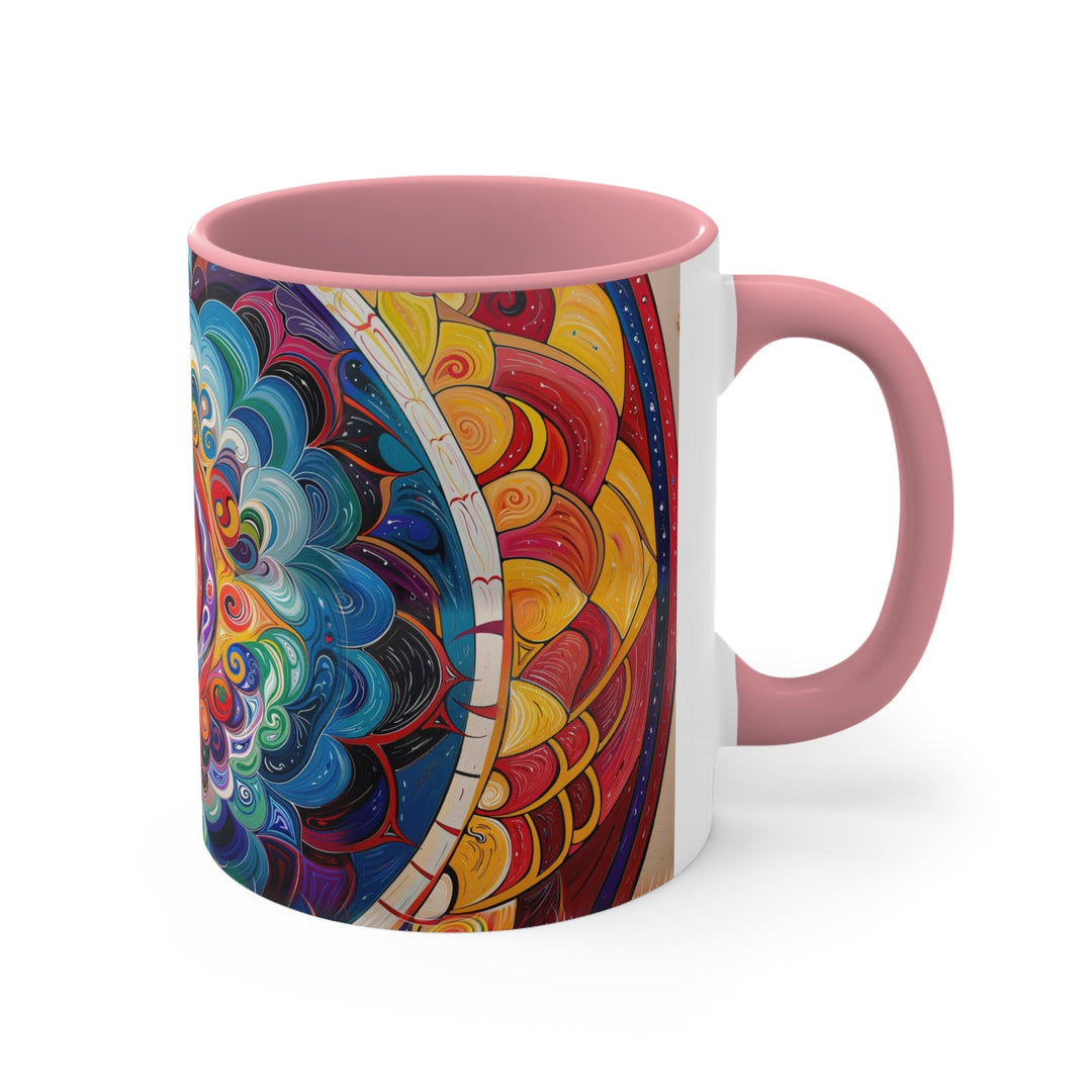 Vibrant Cosmic Mandala - Accent Coffee Mug - Mug - g(0D·IO) - Pink - 11oz -