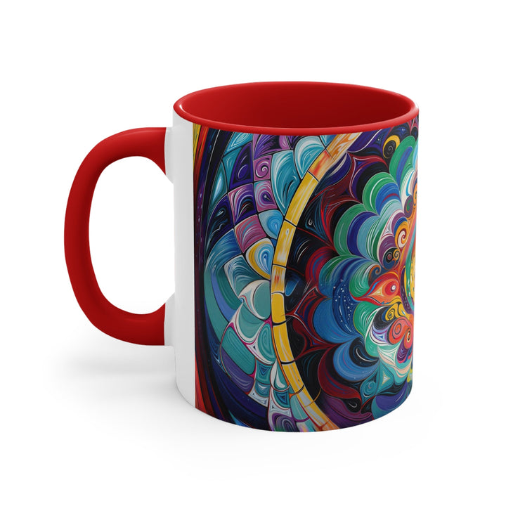 Vibrant Cosmic Mandala - Accent Coffee Mug - Mug - g(0D·IO) - Pink - 11oz -