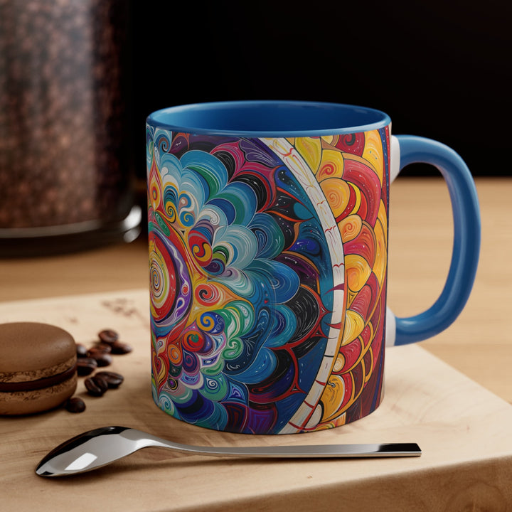 Vibrant Cosmic Mandala - Accent Coffee Mug - Mug - g(0D·IO) - Pink - 11oz -