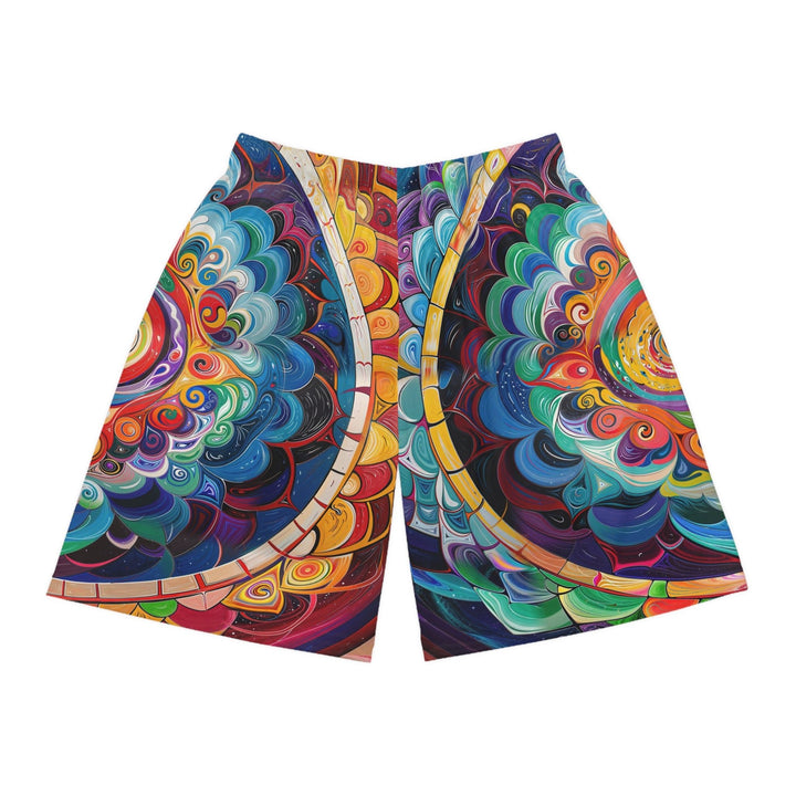 Vibrant Cosmic Mandala - AOP Basketball Shorts - All Over Prints - g(0D·IO) - Seam thread color automatically matched to design - XS -