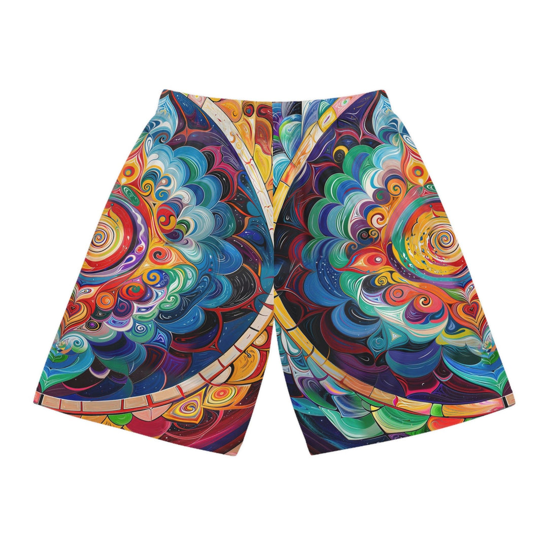 Vibrant Cosmic Mandala - AOP Basketball Shorts - All Over Prints - g(0D·IO) - Seam thread color automatically matched to design - XS -