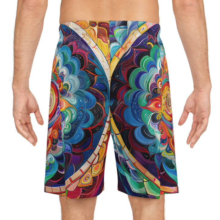 Vibrant Cosmic Mandala - AOP Basketball Shorts - All Over Prints - g(0D·IO) - Seam thread color automatically matched to design - XS -