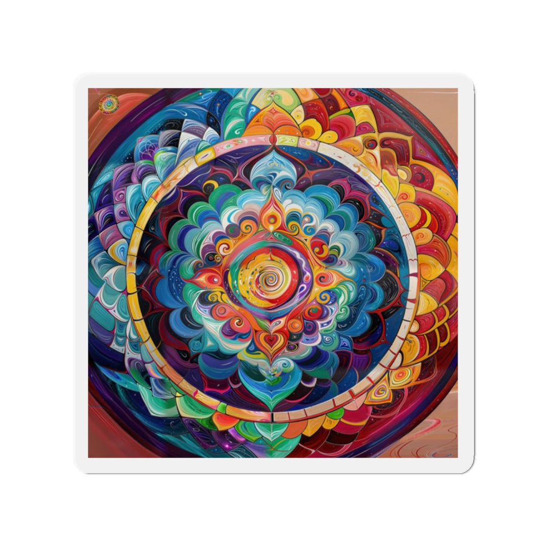 Vibrant Cosmic Mandala - Die-cut Magnet - Home Decor - g(0D·IO) - 2" x 2" - Die-Cut - 1 pc