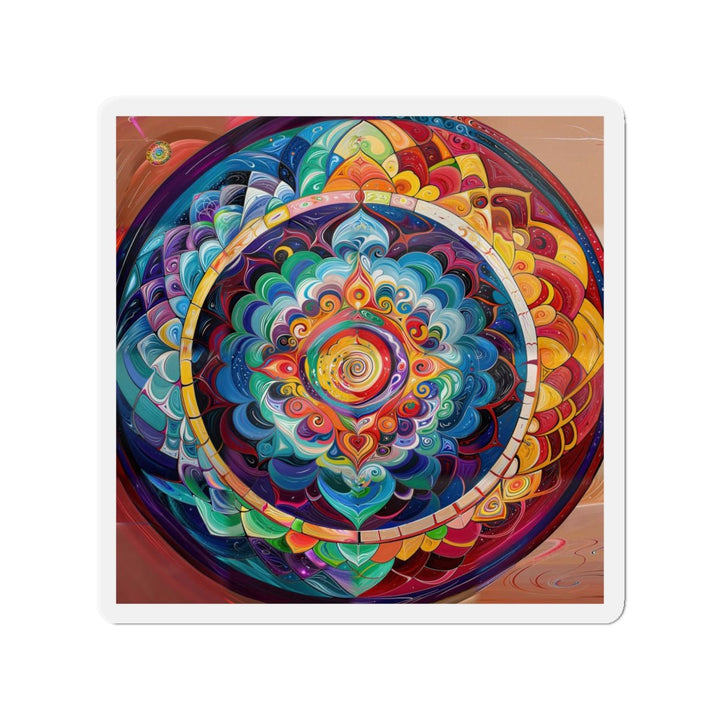 Vibrant Cosmic Mandala - Die-cut Magnet - Home Decor - g(0D·IO) - 4" x 4" - Die-Cut - 1 pc